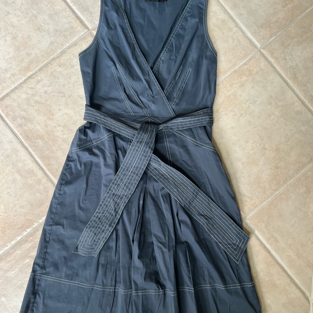 BCBGMaxAzria Blue Wrap Pleated Midi Dress